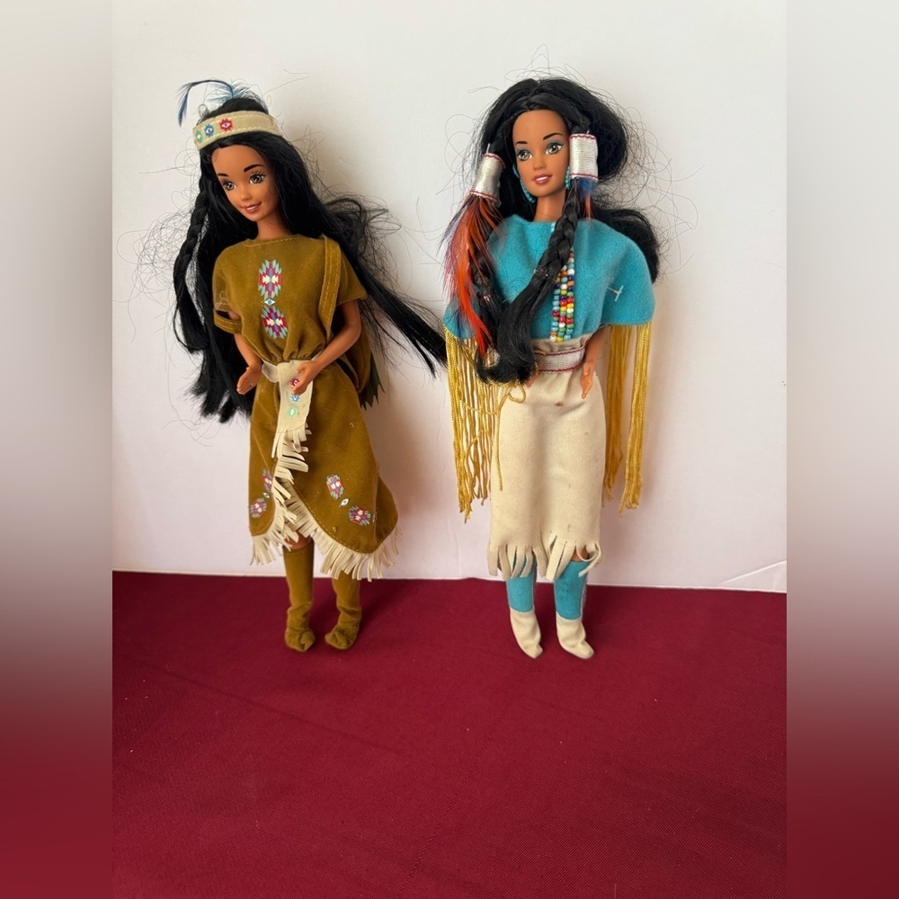 2 Vintage 1966 Barbie Doll Native American Special Edition Dolls of the World